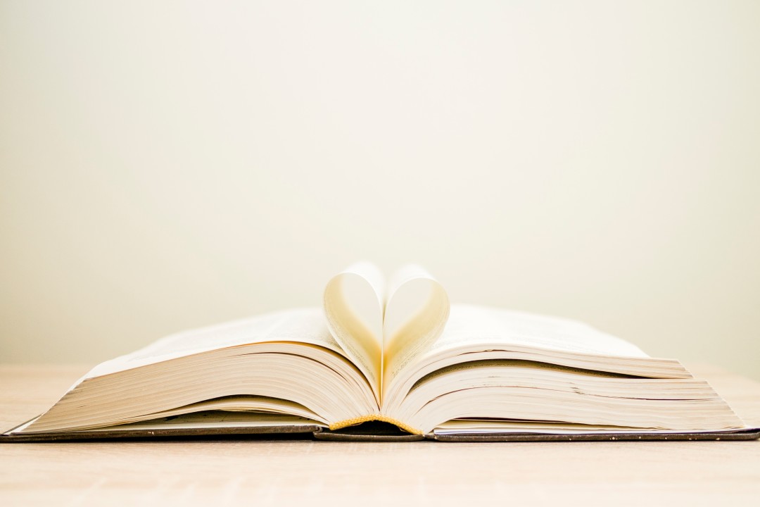 book pages, heart picture